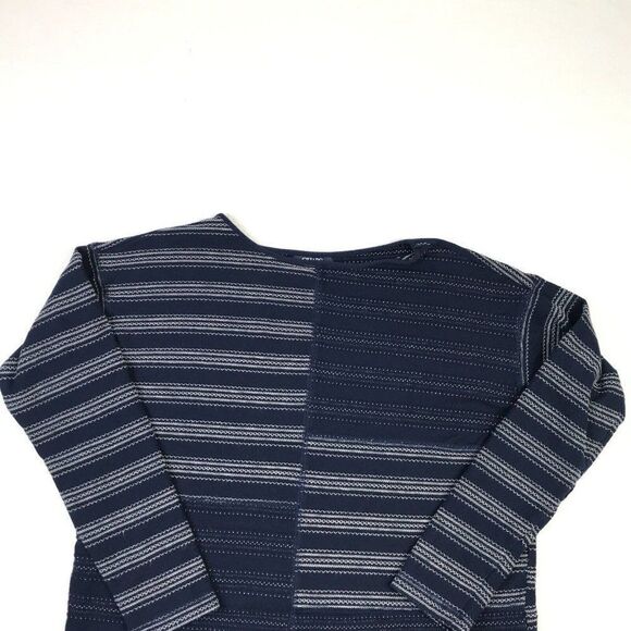 Chaps Womens Cotton Textured Knit Top Striped Shirt Long Sleeve Casual S Small - Picture 3 of 11